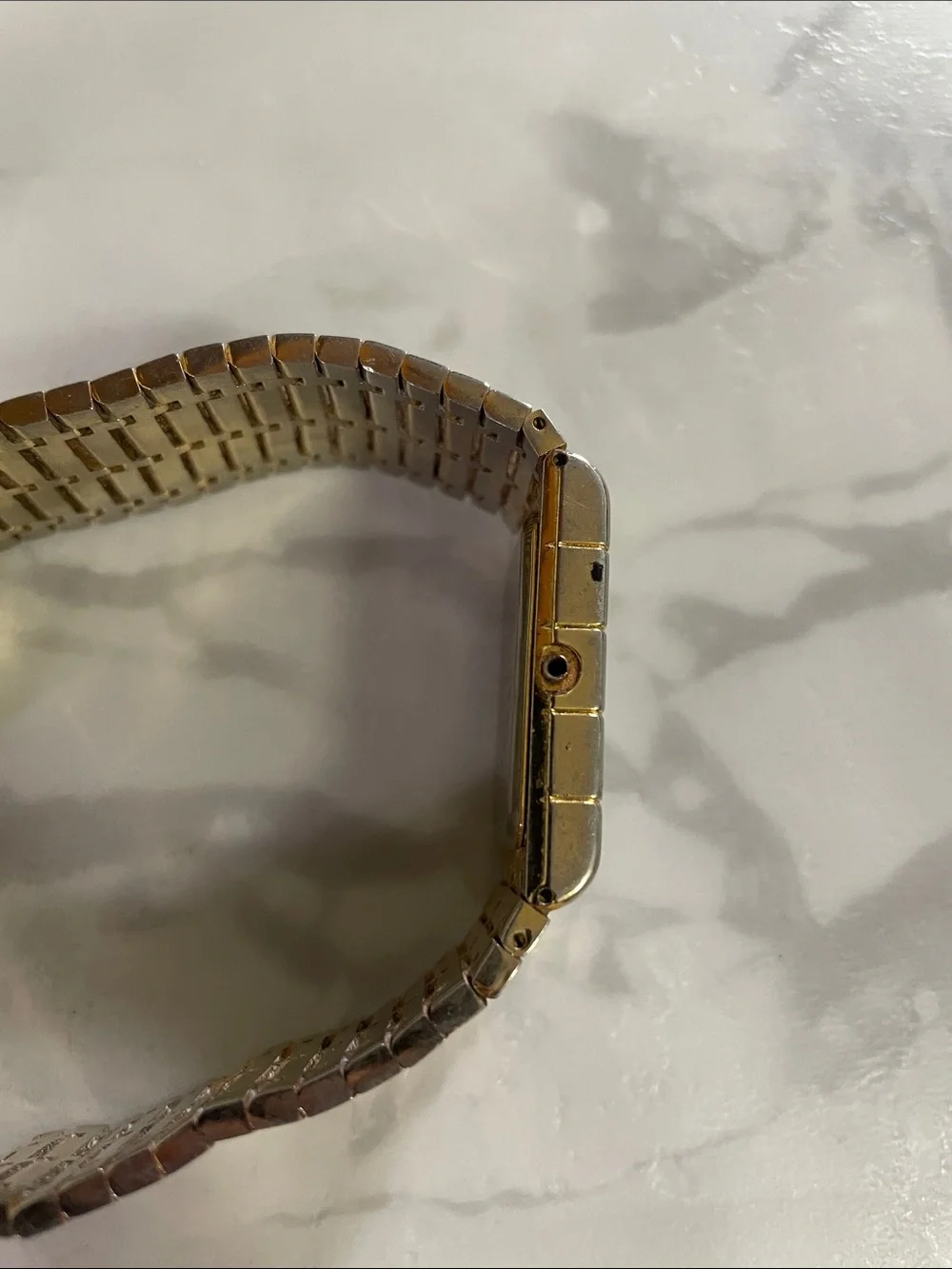 18K Bulova Gold Plated and Blue Rectangular Bracelet Watch